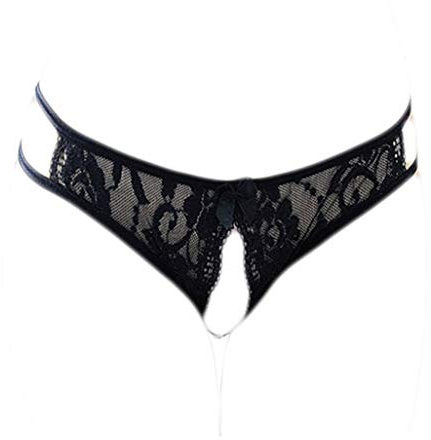KHUFUZI Donne Sexy Via Lingerie Pizzo Maglia Mutandine Carino Perizoma Bikini Vestito Vestito Mutandine Regalo per la fidanzata Donna, Singolo nero, 40-46
