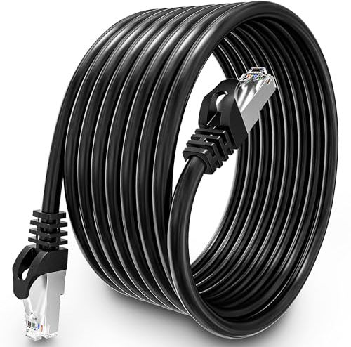 Cat 6 Ethernet Cable 10m/30ft - High Speed FTP Shielded LAN 1000Mbps 250MHz RJ45 WLAN 23AWG CCA Black for Router Modem