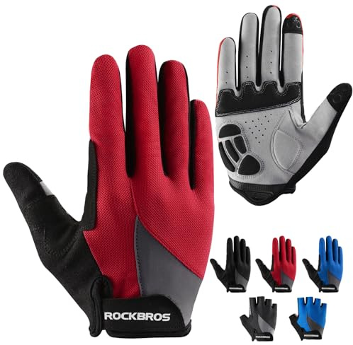 ROCKBROS Cycling Gloves for Men Women - Breathable Gel Pad Road Mountain Bike Gloves - Touch Screen Anti-Slip MTB Gloves for Cycling Workout Outdoor Sports