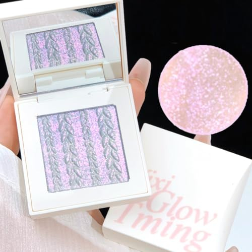 KARLOR Highlighter Palette, Lila Highlighter Puder Diamant Highlighter Make up Kristall Lila Blush Glitzer metallic Highlighter Gesicht Wange Highlighter Face Augen Glitzerschimmer(02#Lila)