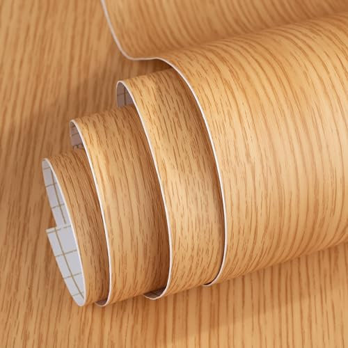 vgoltd Wooden Vinyl Wrap Self Adhesive Wallpaper Wood Effect Sticky Back Plastic Roll for Furniture Removable Peel and Stick Wallpaper Decorative Kitchen Contact Paper (Style 12, 30 x 100 cm)