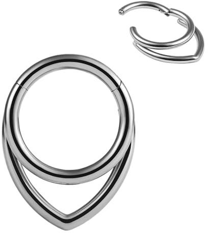 Vankula Septum Piercing Ringe aus G23 Titan Hinged Segmentring Clicker 8mm 16g Helix Nase Tragus Daith Piercing Schmuck für Frauen und Männer Silber