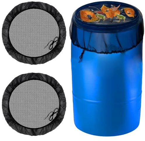 Filet pour Citerne De Pluie,2 Pcs Housses en Maille pour Tonneau de Pluie,Ø 95 cm Réglable Housse pour Tonneau de Pluie avec Cordon de Serrage,Filet Pluie,Protection Contre Les Moustiques et Feuilles