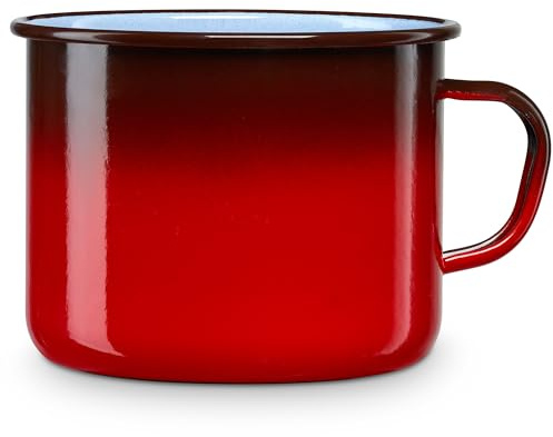 briebe Cazo Cocina Hervir Leche Acero Esmaltado 16 cm, Hervidor Vitrificado 2,2 L, Apto Inducción, Vitrocerámica, Fuego, Gas, Horno, Ignea Vintage Rojo