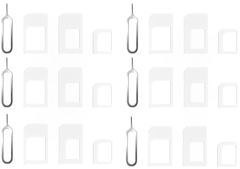 HSKRKOW 6 Set Tarjeta SIM Adaptador Kit, 4 en 1 Adaptador de Tarjeta SIM,Bandeja de Tarjeta Porta Sim Ranura, Adaptador de Tarjeta SIM con Pin de expulsión SIM
