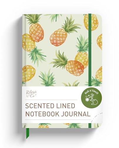 Rileys & Co Häftad anteckningsbok för skrivning, 20 x 15 cm, inbunden dagbok för daglig journalföring – 240 linjerade sidor – Kompakt anteckningsbok för kvinnor, män, barn, arbete och resor (doft av