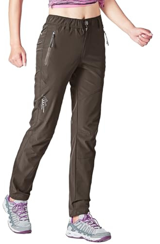 Rdruko Pantalon de randonnée pour femme - Léger - Séchage rapide - Protection UV UPF 50+ - Pantalon fonctionnel respirant - Pantalon d'été, marron, M