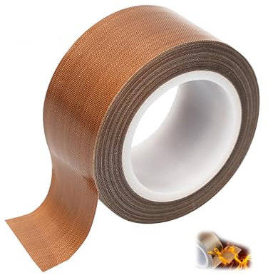 NICOLA High Temp Tape Self Adhesive Teflon Tapes, 1 Roll 10m x 25mm High Temp Tapes Heat Resistant Tape for Vacuum Sealer, Hand or Impulse Sealer (Brown)