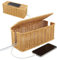 VFANDV Boîte D'organisation des Câbles en Rotin, Boîte De Rangement pour Câbles, Multiprises Et Câbles De Gestion pour Bureau Et Maison, 31,5 x 13 x 13 cm