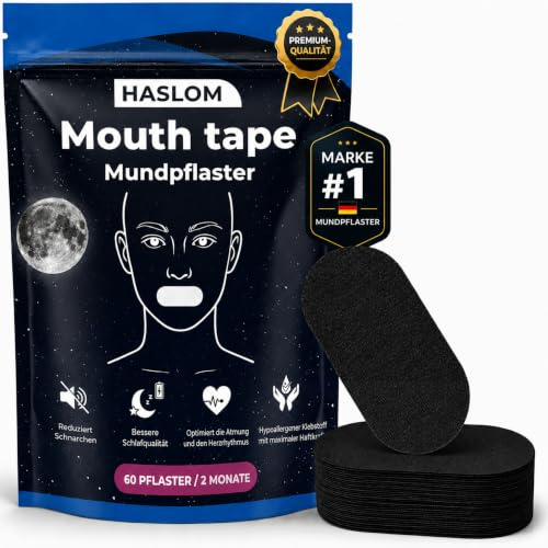 Tiras bucales para dormir - HASLOM - Mouth tape cinta bucal antironquidos tapabocas cintas parches boca adhesivo reforzado hipoalergénicas piel sensible barba - 60 unidades 2 Meses