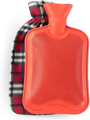 Bolsa de Agua Caliente 2 Litros con Funda Suave Lavable | Bolsa Térmica de Goma para Calor Terapéutico | Alivio Muscular, Cervical, Lumbar y Menstrual | Flexible y Segura