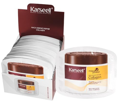 Karseell Colágeno Mascarilla Pelo 25ml x 24Pcs, Reparación Profunda Mascarilla Capilar para Seco y Dañado el Cabello Todo Tipo de Cabellos