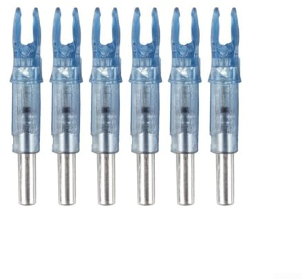 Lot de 6 encoches lumineuses avec source de lumière LED pour flèches de 6,2 mm en fibre de verre et carbone pour une utilisation sur cible et sur le terrain (bleu)