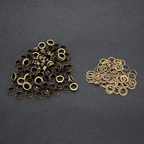 AMONIDA Rivetti Cavi 100 Pezzi Occhiello in Ottone Color Bronzo per Progetti Fatti a Mano Scarpe Borse Cinture Artigianato Fai-da-te