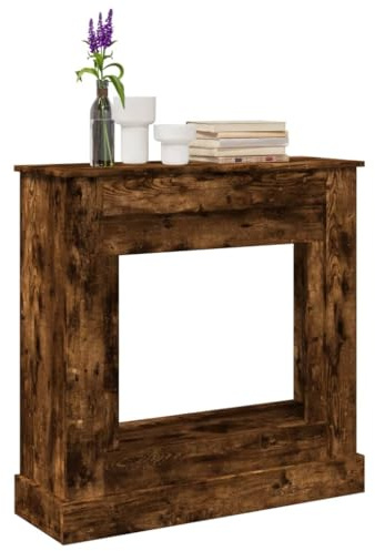 Ordellia Kaminkant, rökek av trämaterial 90 x 30 x 90 cm, eldstadstillbehör för LED-flammor, hylla för dekoration, lättskött, för vardagsrum och moderna eldplatser