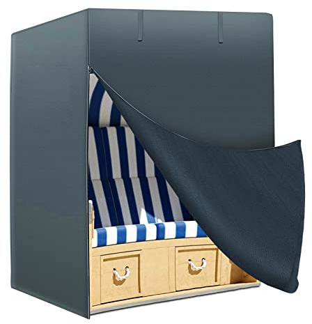 IPOTEK Strandkorb Abdeckung Cover Winterfest und Wasserdicht, Sonnencreme, UV- Beständig Strandkorb Premium Strandkorbhülle,128X105X140/165cm,Grau
