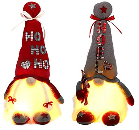 TSLBW Gnomi di Natale Bambola di Peluche 2 Pezzi, Bambola Senza Volto con Gambe Lunghe Lavorato A Maglia Natale Gonk Nano Elfo Figurine Decorazione da Tavolo Ornamento da Tavola Vacanza