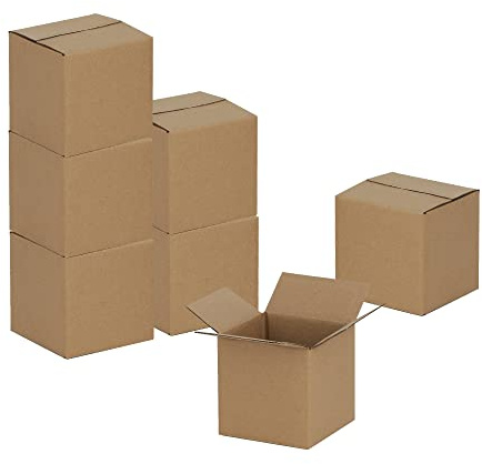 GHEIR 4x4x4 inches Shipping Boxes 50 Pack, Kraft Corrugated Small Cardboard Boxes for Mailing Packing, Brown