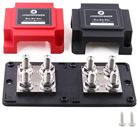 T Tocas 400A Bus Bar 12V | Power Distribution Block Busbar with 8 x 3/8 (M10) Studs wtih Cover 400 Amp