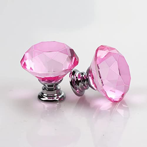 QINGHEC Pomos de Cristal Rosa Pálido para Cajones y Puertas - Manijas de Armario de Diamante Con Tornillo - Para Muebles y Dormitorio de Niñas