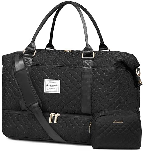 LOVEVOOK Reisetasche Damen Sporttasche Groß Weekender Travel Duffle Bag mit Kosmetiktasche Handgepäck Tasche mit Schuhfach Kliniktasche Geburt Mama Set Wasserdicht für Flugzeug Reise Gym Camping