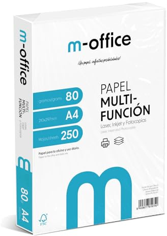 M-Office Lot de 250 feuilles de papier multifonction pour imprimante jet d'encre et laser Format A4 210 x 297 mm