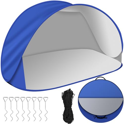 Strandmuschel Pop Up 220x120cm UV Schutz 40 Wurfzelt Kleines Pakcmaß Leicht Baby Kinder Erwachsene Blau 23862