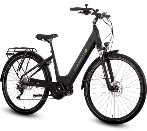 SAXONETTE E Bike 28 Zoll mit Mittelmotor 250 Watt 90NM, Elektro Fahrrad Erwachsene mit 36V 14.5Ah Akku, Ebike mit Hydraulische Scheibenbremse, 10 Gäng Pedelec für Damen/Frauen und Herren/Männer