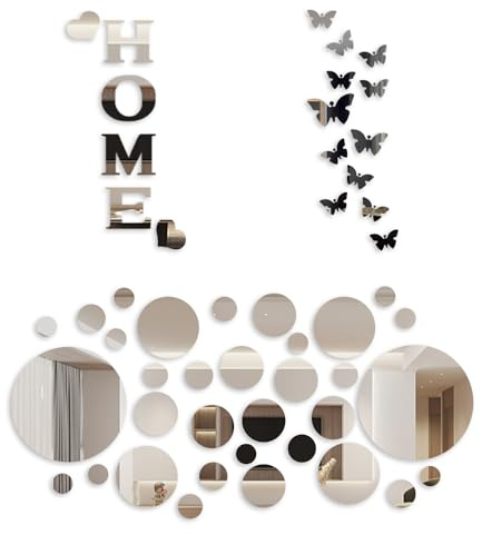 HDGSAFD 50 Adesivi a Specchio, Decorazione da Parete per Soggiorno, Camera da Letto, Bagno e Corridoio