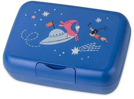 Koziol CANDY L SPACE Lunchbox | mit Trennschale, Clipverschluss | für Kinder | biozirkulärer Kunststoff, bruchfest, spülmaschinengeeignet | Schule, Kindergarten, Kita, Reise (organic space blue)