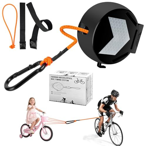 Fosoloni Abschleppseil Fahrrad, 2M Fahrrad Zugseil Kinder und Erwachsene, Passt für alle Lenker, 120 kg Tragkraft, Abschleppsystem für Kinderfahrräder, E-Bikes, Kinder MTB Bike