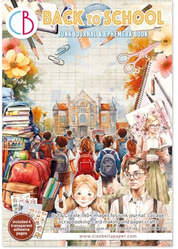 Ciao Bella Ephemera bok- och skräpdagbok för pappershantverk, korttillverkning, scrapbooking och collage - 140 gsm kartong (tillbaka till skolan)