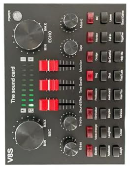 Dispositivo de sonido USB de transmisión con control de dos canales de alimentación de 48 V y biblioteca de efectos profesionales para creadores, dispositivo de sonido portátil con indicadores LED