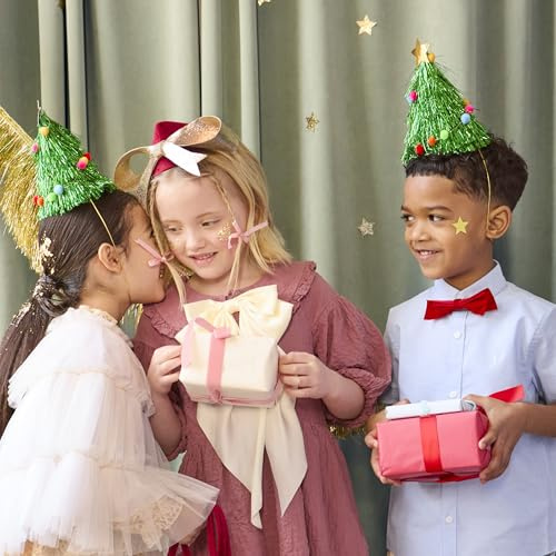 Meri Meri Christmas Party Hats, Paper Christmas Hats, Ages 3+, Cone Shape for Kids & Adults, Reusable