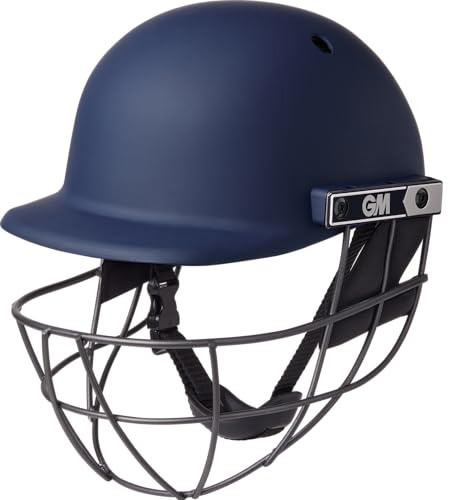 GM | Maestro Edge Cricket Helmet | BSI Approved Batting Fielding Head Protection - Adult & Junior Size Ball | ABS Polymer Shell & Sleek Lightweight Steel Grille | Navy | Small Adult 570-590 mm
