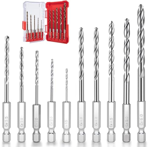 10 st HSS borrset | 1,5–6 mm M35 koboltträborr | metallborr med sexkantsskaft | borrsats för hemmafixare, träarbeten, snideri