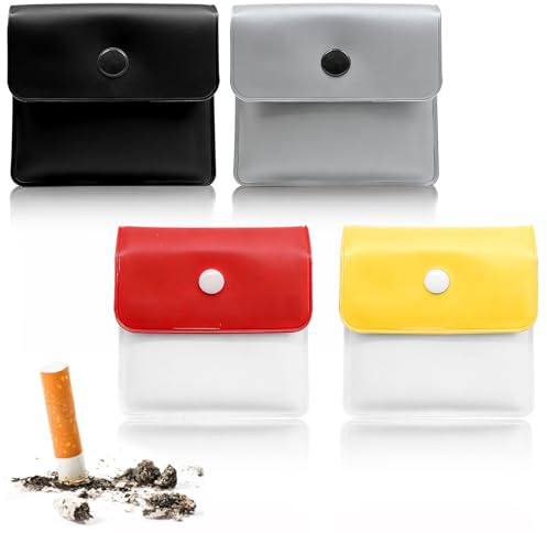 4PCS Portable Pocket Ashtrays,Portable Cigarette Ash Compact and Waterproof Fireproof Pocket Ashtrays Smell Proof Bag Cigarette Case Accessories Litter Tray