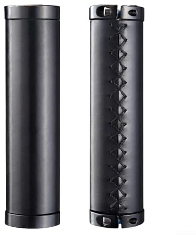 Puños de manillar para bicicletas de montaña y carretera con sistema y cubierta de piel sintética, 138 mm de longitud y ajuste de 22,2 mm (negro)