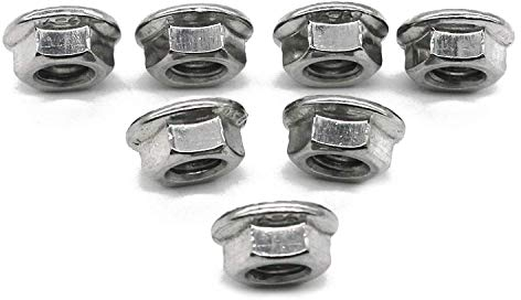 Sechskantmuttern mit Flansch und Sperrverzahnung - M6 - (50 Stück) - Flanschmuttern - DIN 6923 - Edelstahl A2 (V2A) - Fullerkreg