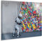 Giallobus - Impression sur toile - Banksy - L'enfant ouvre le rideau - Verre acrylique - 140x100 - Prêt à accrocher - Peintures pour la maison