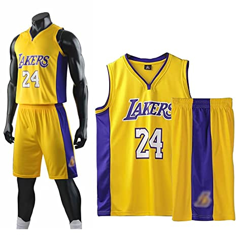Basketball Trikot Shirt und Shorts, Erwachsene Basketball Jersey, Basketball ärmellose Anzug, Basketball Sportbekleidung, T-Shirt Weste + Shorts, Jugendlich Sweatshirt（L,Gelb）