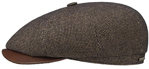 Stetson Hatteras Dodgeville Flatcap Modische Schirmmütze Hahnentrittdesign Made in EU Unisex Herbst Winter braun XXL (62-63 cm)