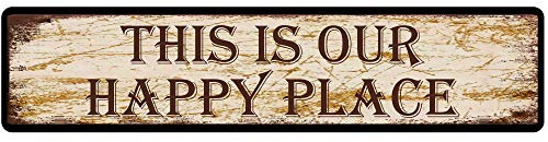 snowsun Metal Sign This is Our Happy Place Vintage Signs Retro Tin Signs Aluminum Sign for Bedroom Kitchen Garden Wall Pub Club Coffee Hanging Decor 4x16 Inch