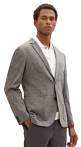 TOM TAILOR Giacca da Uomo in Jersey con Colletto a Risvolto, 19393-grigio Houndstooth, 62