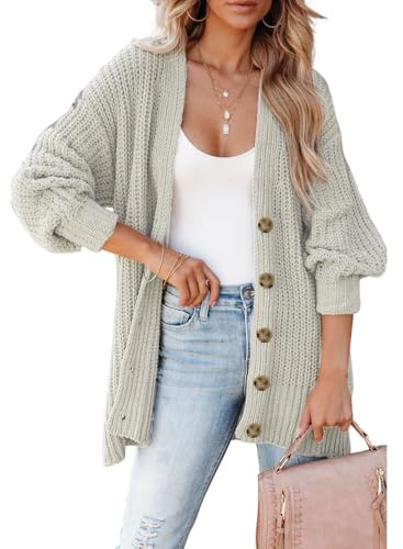SHEWIN Cardigan Sweaters for Women Casual Long Sleeve Lightweight Long Sweater Cardigan Knit Womens Spring Outfits for Women B Grey Small