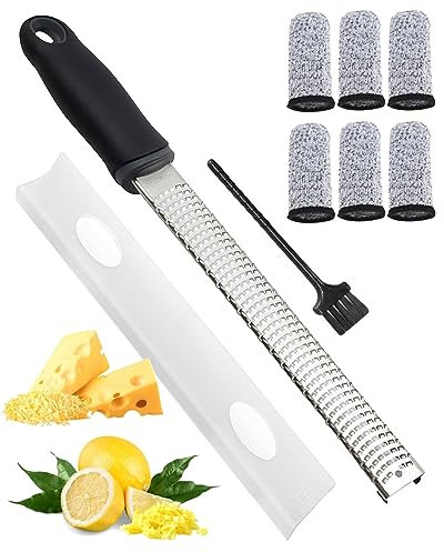 Enkifun Grattugia Formaggio Manuale, Grattugia Limone Perfetto per Parmigiano, Mela, Agrumia, Aglio, Moscata e Altro, Acciaio Inox Lama Molto Tagliente in Acciaio Inox