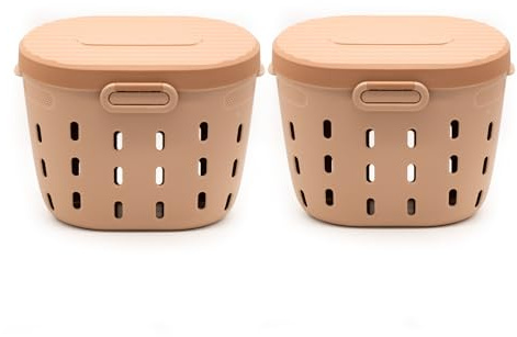 Vego Garden In-Ground Worm Composter Outdoor Farm Compost Bin 7 Gallons BPA-Free Composting System for Raised Garden Beds Tawny Brown, Twin Pack