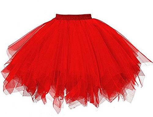 Jupe tutu en tulle pour femme et fille jupon sous-jupe style vintage années 50 ballet bulle jupe de danse robe de danse robe de bal courte rétro jupe en tulle, #2 - Rouge, taille unique