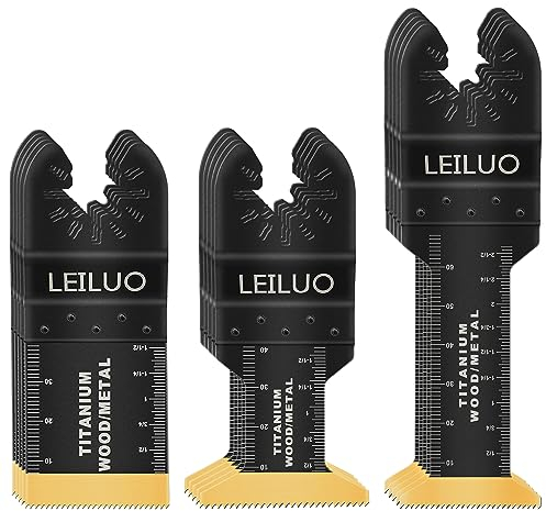 LEILUO - Juego de cuchillas multiherramienta de titanio, 15 piezas, cuchillas oscilantes para clavos, madera, empaquetadas por bolsa de almacenamiento, para Dewalt, Makita, Ryobi, Milwaukee y más