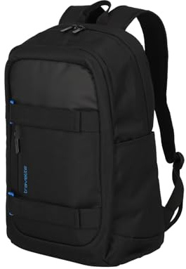 Travelite Handgepäck Rucksack, Laptop Rucksack 15,6 Zoll mit zusätzlichem Tabletfach, PATHWAY Strap, Tagesrucksack aus recyceltem Polyester mit Klettbändern außen, Aufsteckfunktion, 48 cm, 28 Liter